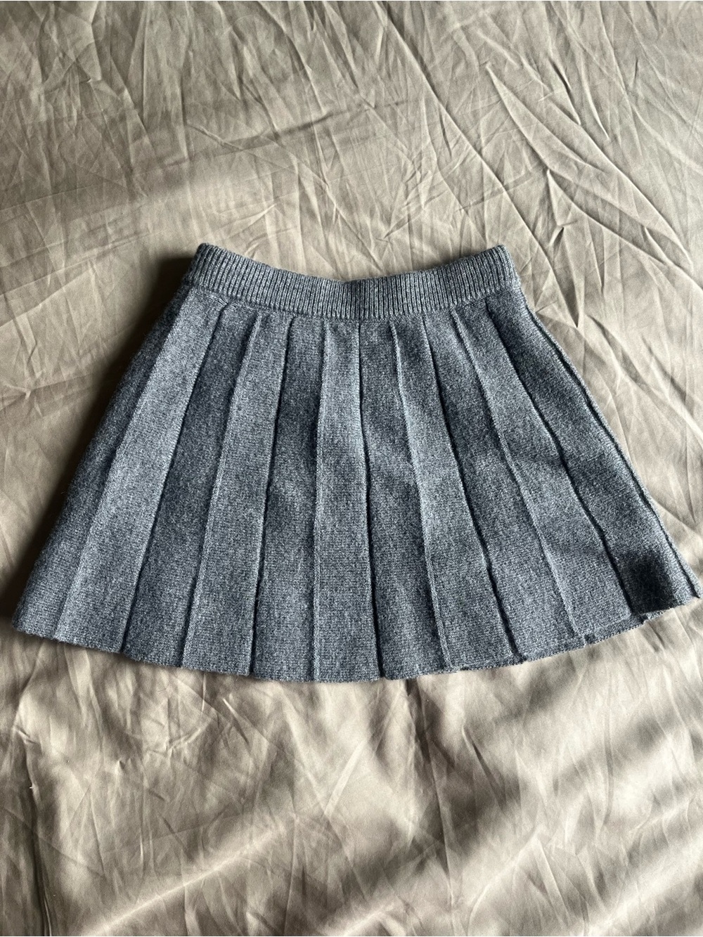 Zara Gray Pleated Knit Skater Mini Skirt